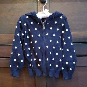 Knit navy zip-up hooded cardigan